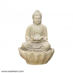 Fiber Buddha Statue With Lotus Base Fountain