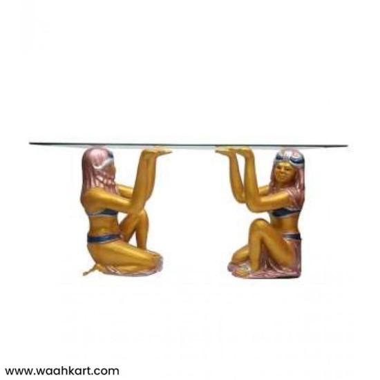 Fiber Egyptian Lady - Rectangular Center Table (Without Glass)