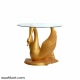 Fiber Golden Swan Statue/Table (Without Glass)