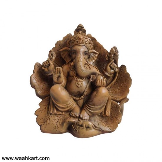 Ganesha On Leaf - Showpiece