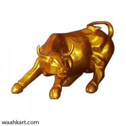 Golden Charging Bull (Stock Market Rising Upmarket Trend) 