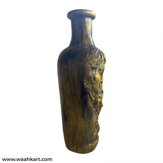 Golden Coloured Village Couple Face Vase
