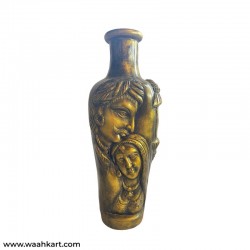 Golden Coloured Village Couple Face Vase