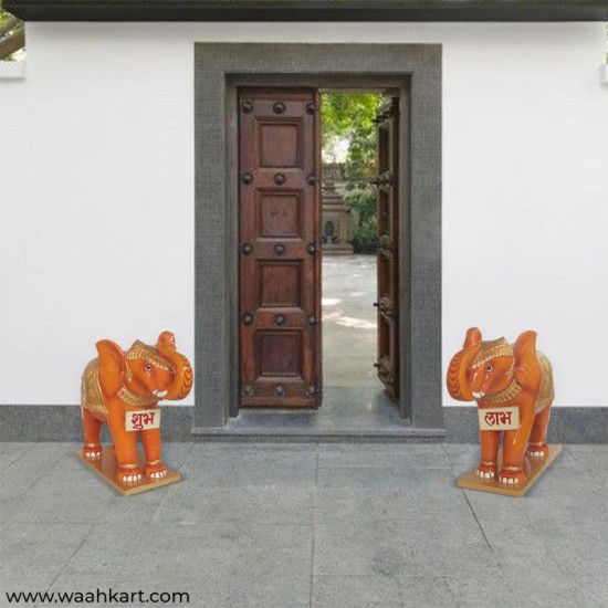 Golden Welcome Elephant Pair Statue