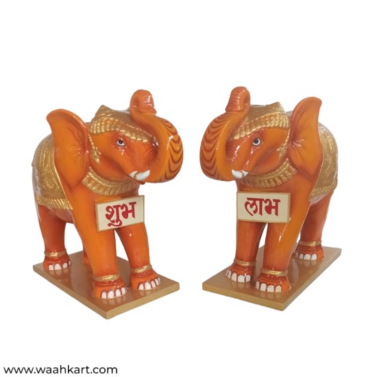 Golden Welcome Elephant Pair Statue