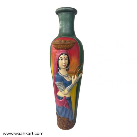 Green Color Lady Face Flower Vase In Big Size