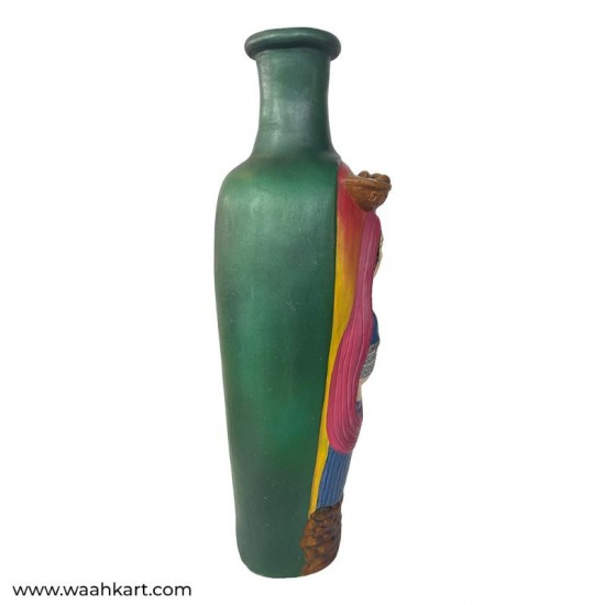 Green Color Lady Face Flower Vase In Big Size