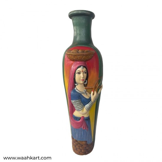 Green Color Lady Face Flower Vase In Big Size