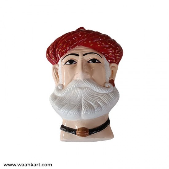 Gujarati Man Face Wall Hanging With Mahroon Pagdi