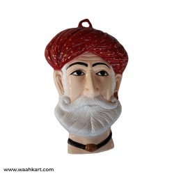 Gujarati Man Face Wall Hanging With Mahroon Pagdi