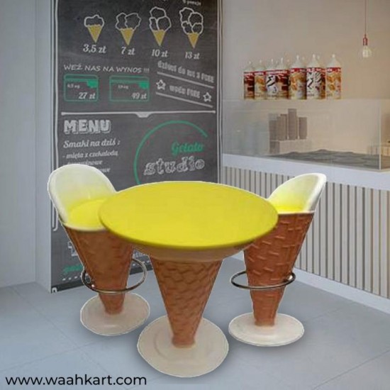 Ice Cream Shape - Set Of 1 Table And 2 Chairs