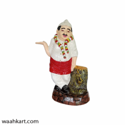 Indian Waiter Statue - In Red Colour