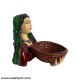Lady Faced Statue With Small Basket