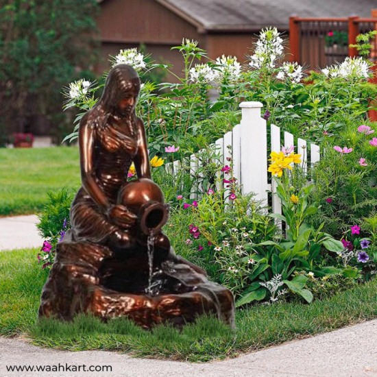 Lady Holding Pot Copper Shade Waterfall