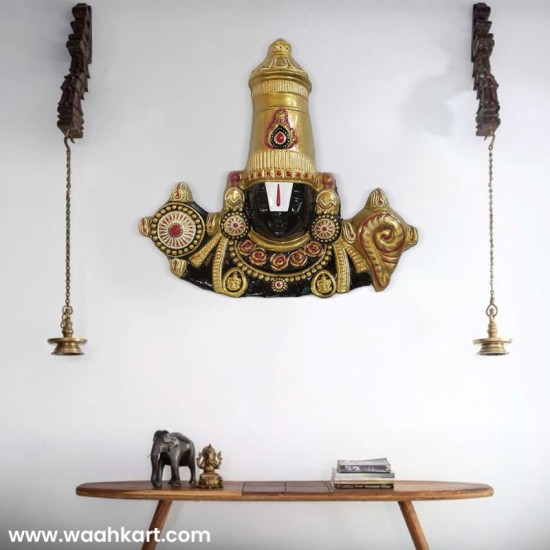Lord Balaji Black And Golden Wall Hanging