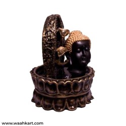 Lord Buddha Face Diya Fountain - Metallic Color