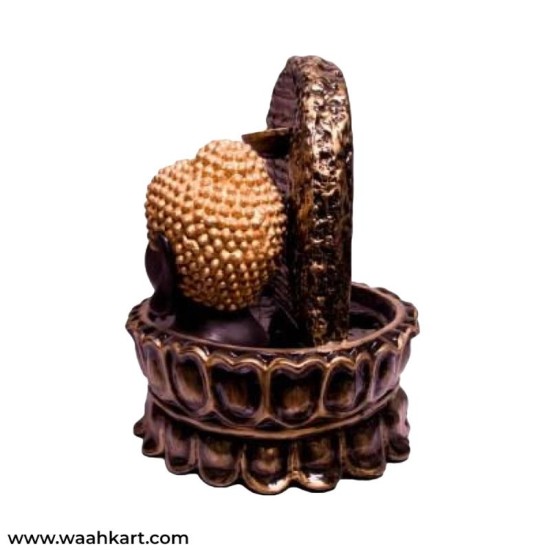 Lord Buddha Face Diya Fountain - Metallic Color