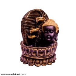 Lord Buddha Face Diya Fountain - Metallic Color