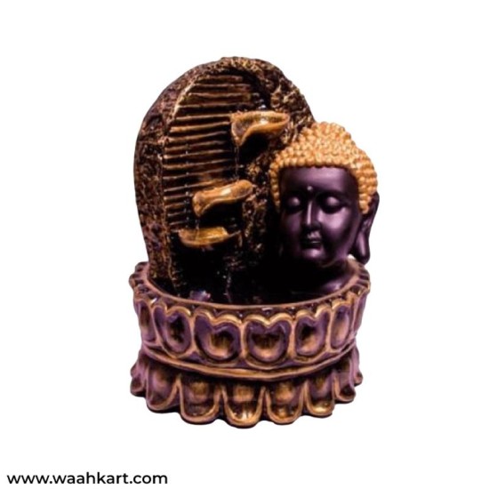 Lord Buddha Face Diya Fountain - Metallic Color