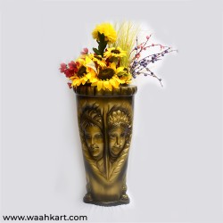 Male Female Printed Vase In Metalic Golden Color