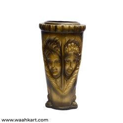 Male Female Printed Vase In Metalic Golden Color