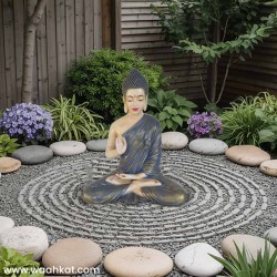 Meditating Gautam Buddha statue - Dark Blue And Golden Shade