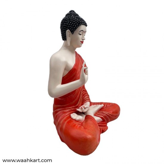 Spiritual Gautam Buddha Sitting Statue - Orange Shade