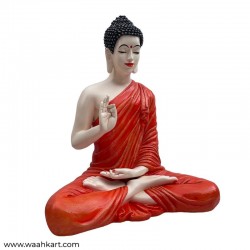 Spiritual Gautam Buddha Sitting Statue - Orange Shade
