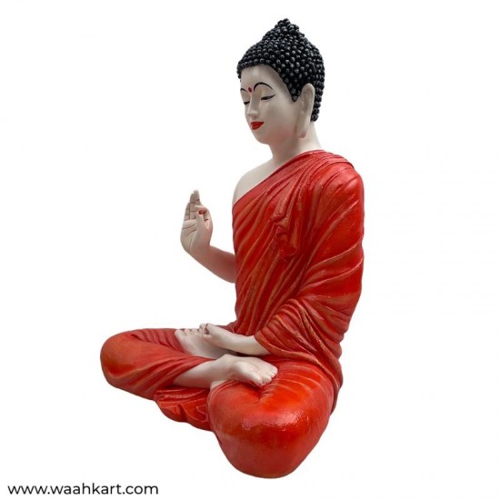 Spiritual Gautam Buddha Sitting Statue - Orange Shade