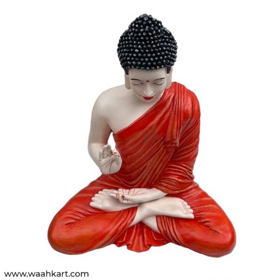 Spiritual Gautam Buddha Sitting Statue - Orange Shade