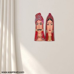 Pink Gujarati Couple Face Wall Hanging