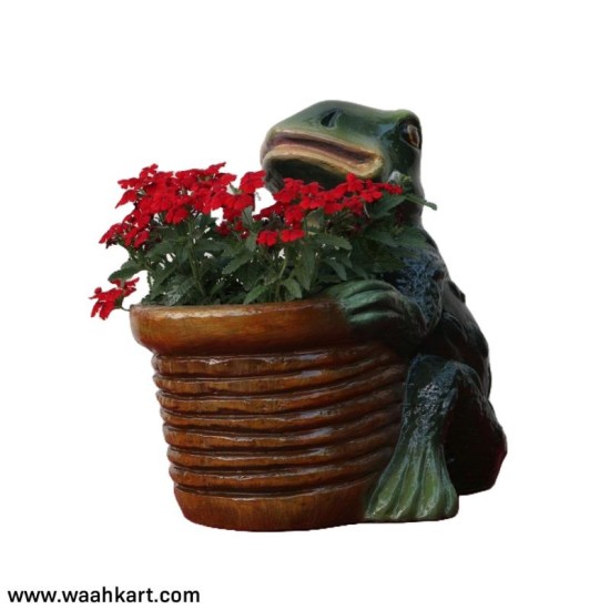 Plant Pot With A Frog In Sitting Position