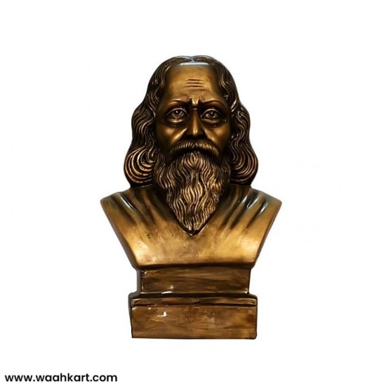 Rabindranath Tagore Statue in Metallic Golden