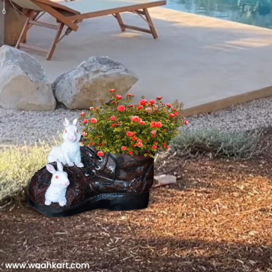 Real Size Shoe With Rabbit Planter 