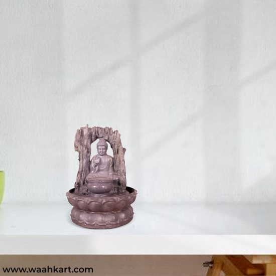 Rock Textured Buddha Fountain With Lotus Base