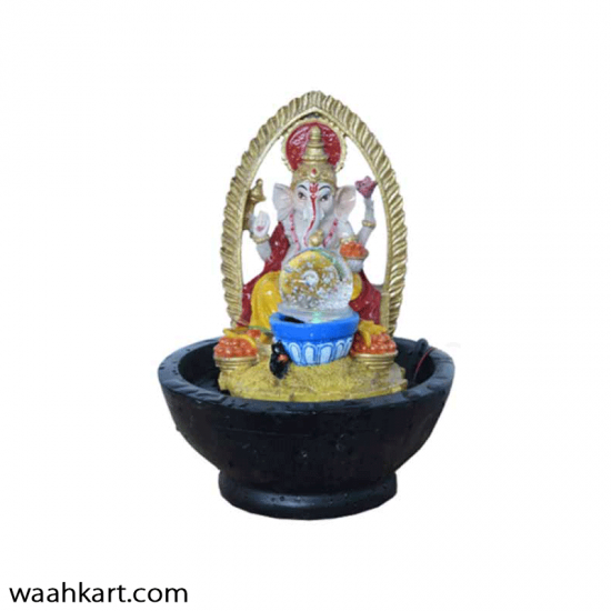 Shri Ganesh Ji Statue With Ball Fountain And LED Light