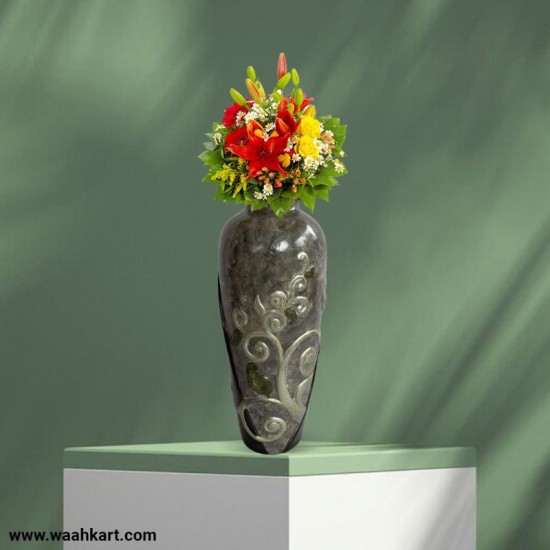 Silver Embroidered Vase