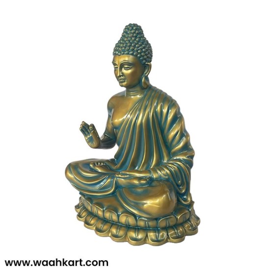Sitting Buddha In Metallic Golden Blue Colour