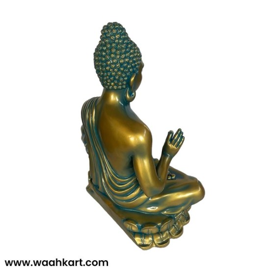 Sitting Buddha In Metallic Golden Blue Colour