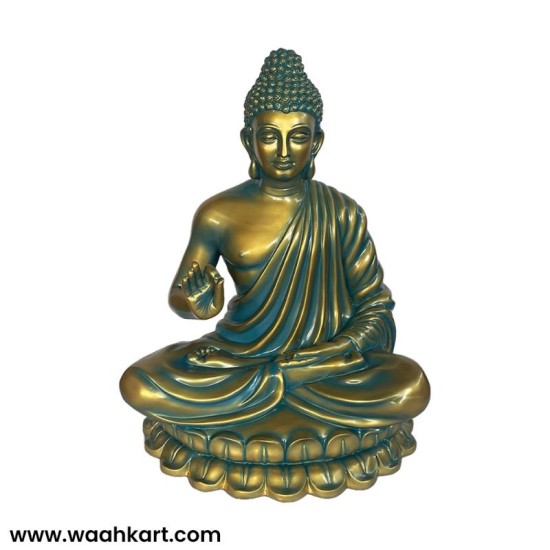Sitting Buddha In Metallic Golden Blue Colour