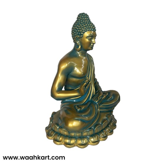 Sitting Buddha In Metallic Golden Blue Colour
