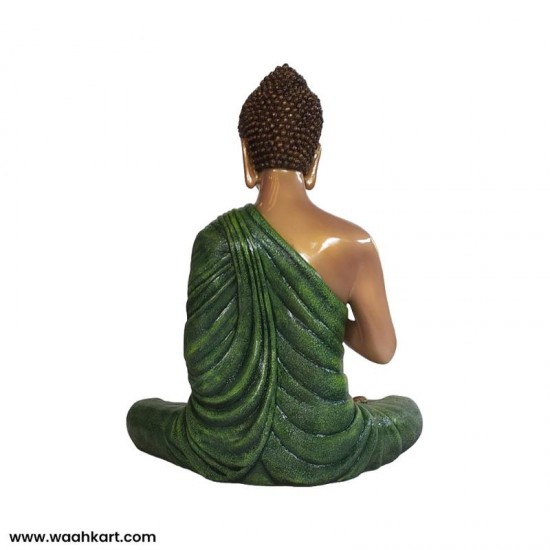 Spiritual Gautam Buddha Sitting Statue - Green And Golden Shade