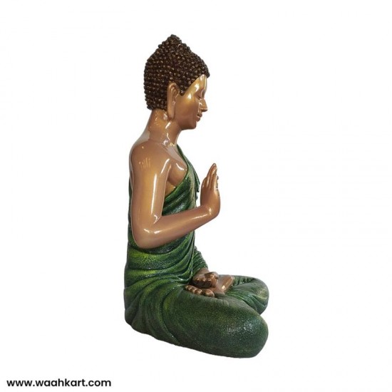 Spiritual Gautam Buddha Sitting Statue - Green And Golden Shade