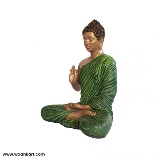 Spiritual Gautam Buddha Sitting Statue - Green And Golden Shade