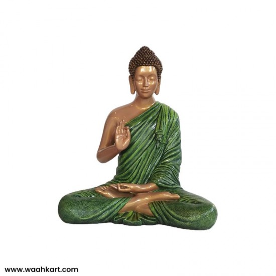 Spiritual Gautam Buddha Sitting Statue - Green And Golden Shade
