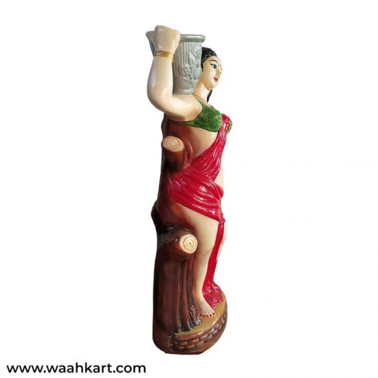 Standing Lady With Flower Vase In Red