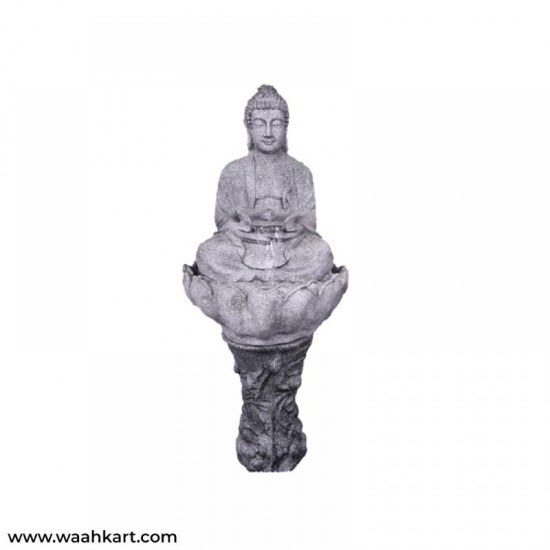 Stone Look Buddha Statue With Lotus Base- Fountain