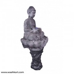 Stone Look Buddha Statue With Lotus Base- Fountain