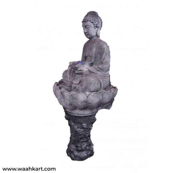 Stone Look Buddha Statue With Lotus Base- Fountain