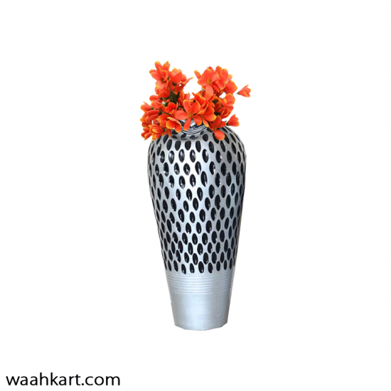 Tall Spotted Single Silver Vase